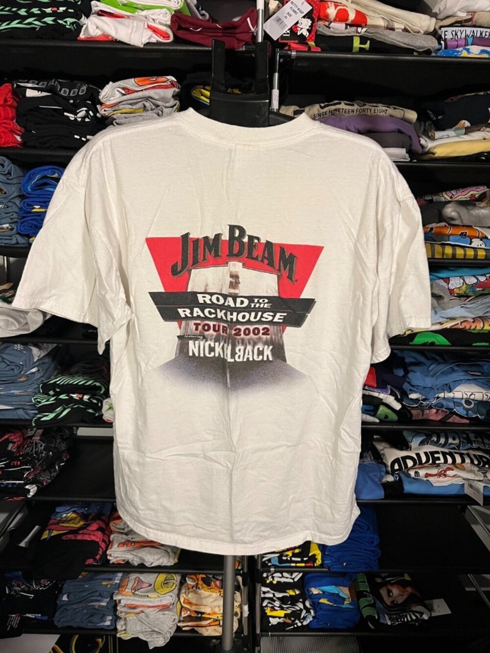 Nickelback Graphic Tee White XL Vintage Tour Jim Beam Rackhouse